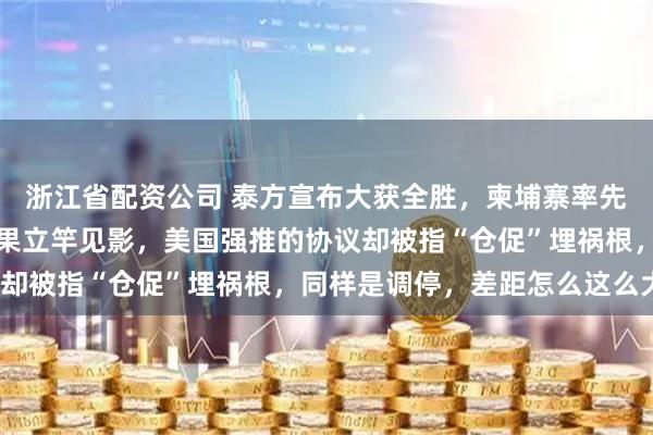 浙江省配资公司 泰方宣布大获全胜，柬埔寨率先感谢中方，特使调停效果立竿见影，美国强推的协议却被指“仓促”埋祸根，同样是调停，差距怎么这么大？